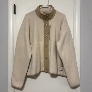 The North Face Women's Snap-Front Cragmont Fleece Jacket XL Cream Pockets Logo